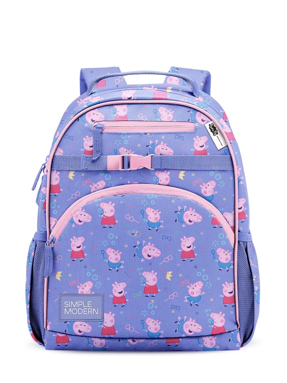 Simple Modern Kids Peppa Pig Print purple Backpack with Pink Trim